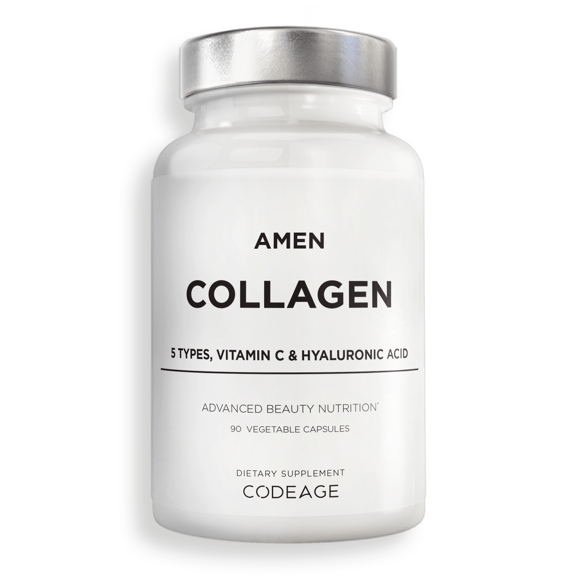 Amen Collagen Capsules Supplement, Collagen Type 1, 2, 3, 5 & 10, Vitamin C, Hyaluronic Acid