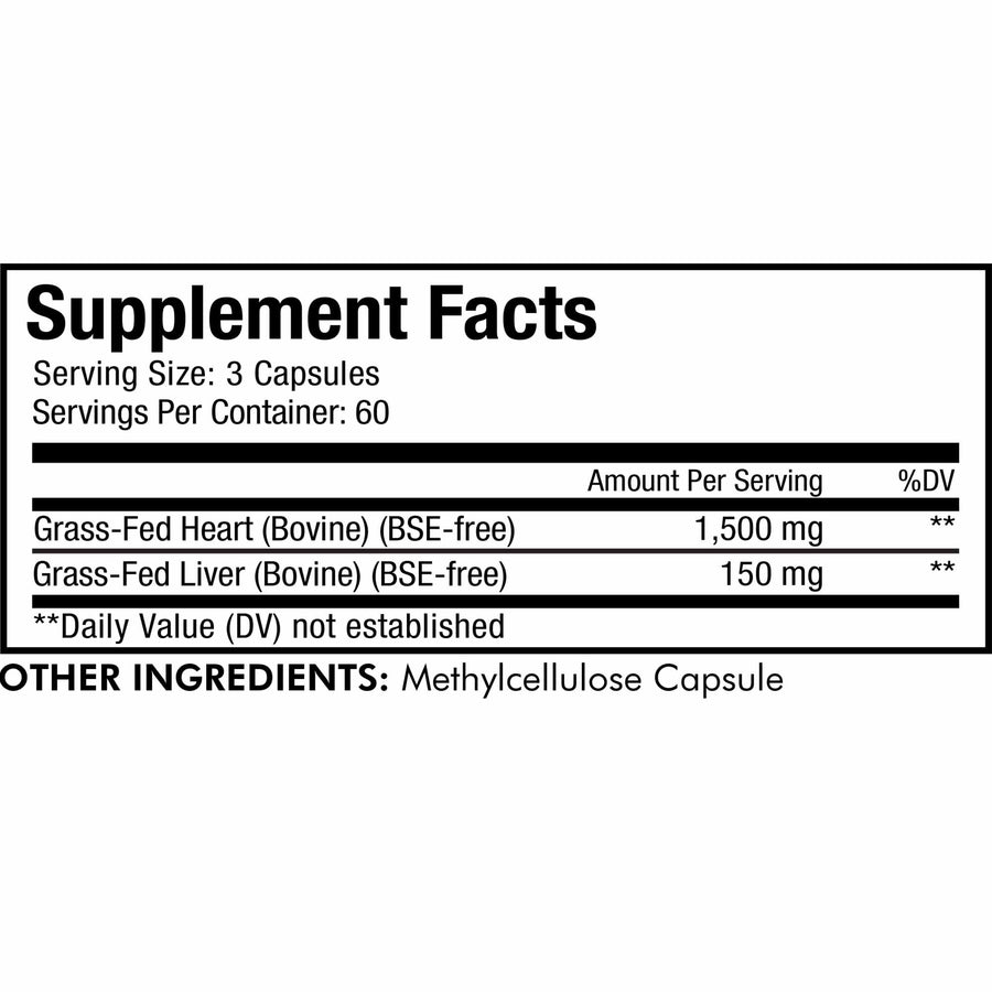 Codeage Grass-Fed Beef Heart supplement facts