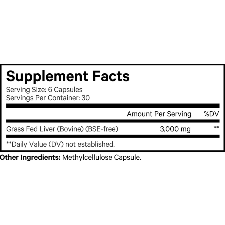 Codeage Grass-Fed Beef Liver Supplement Capsule Supplement facts