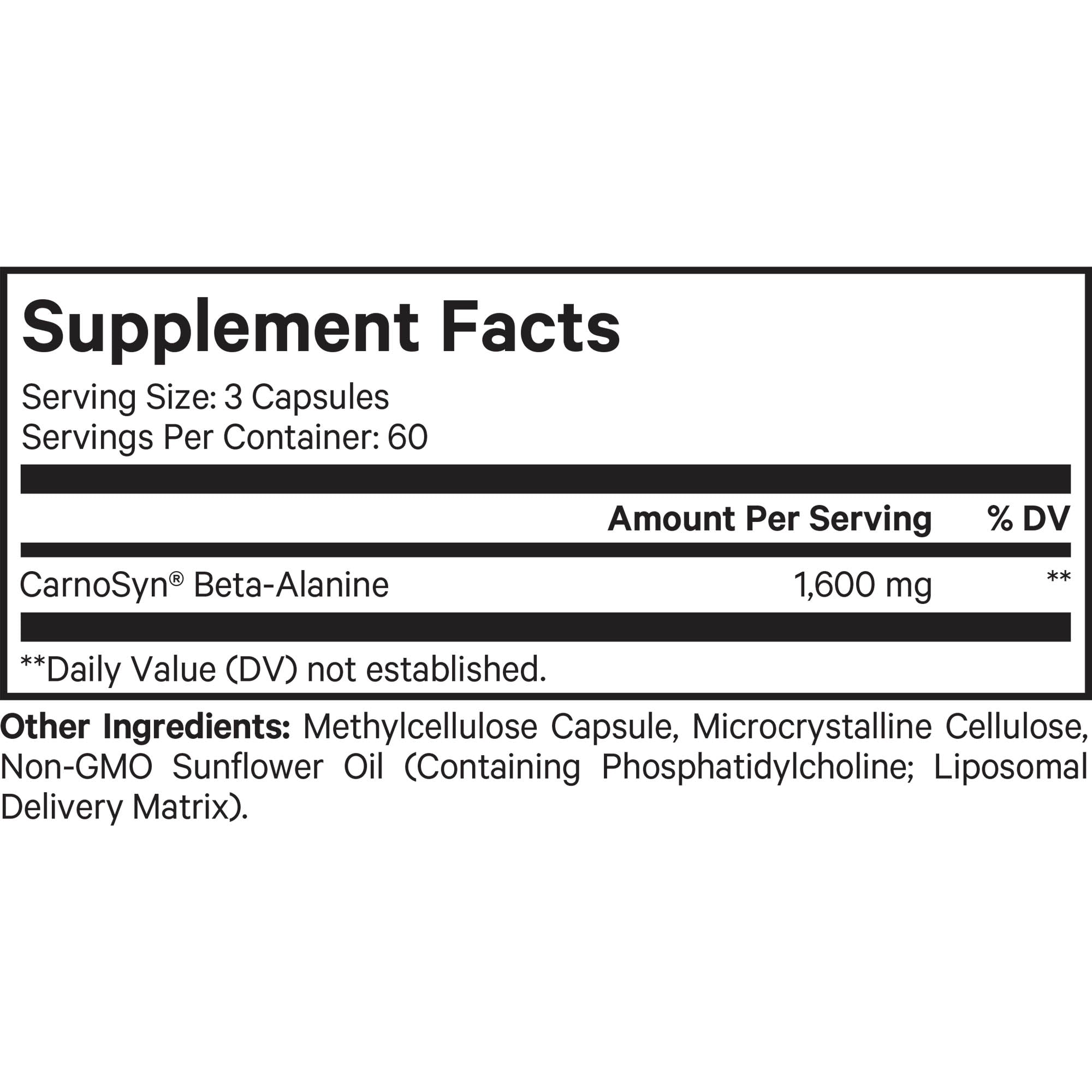 Codeage Liposomal Beta-Alanine Carnosyn supplement sport supplement facts