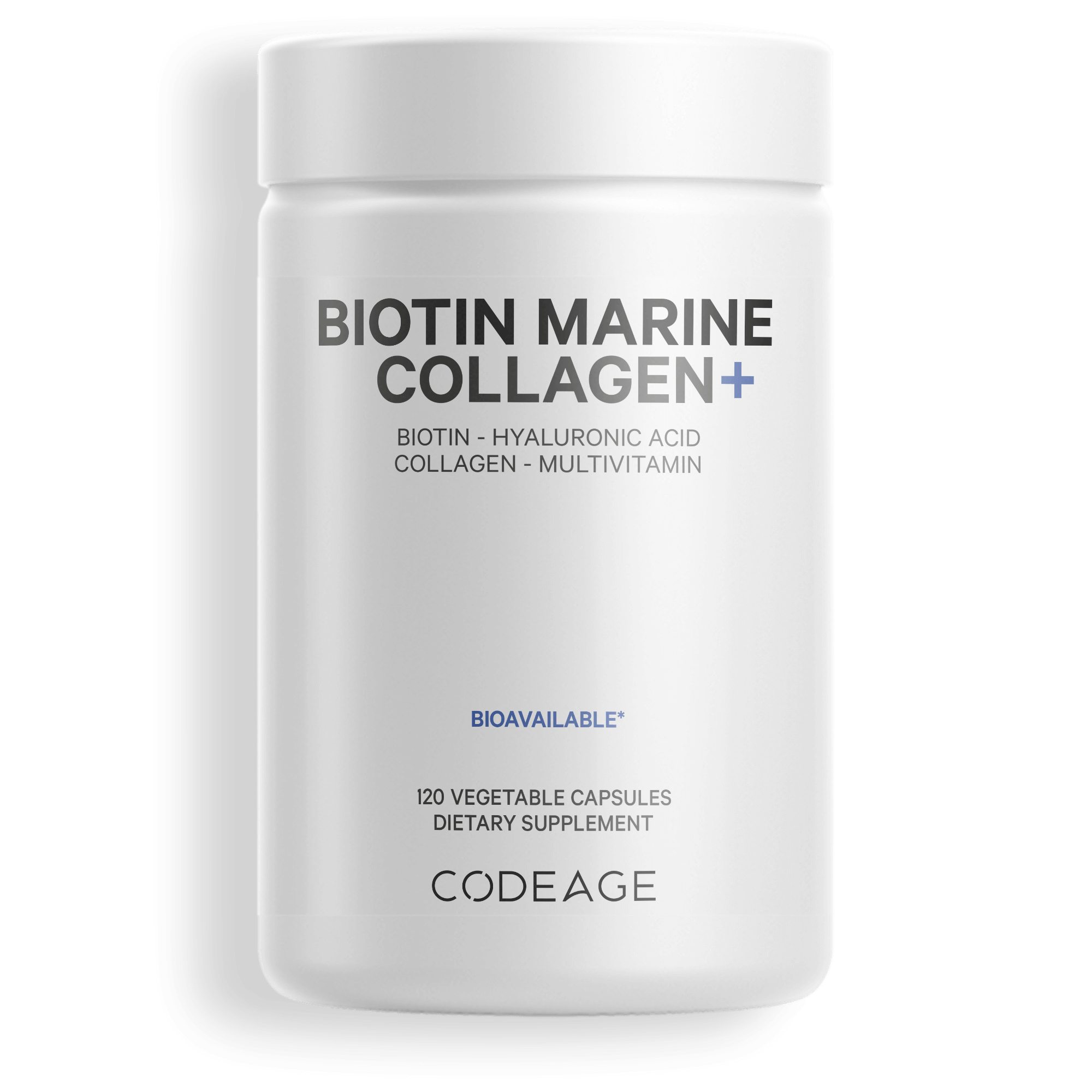 Codeage Wild Caught Biotin Marine Collagen Vitamin C E Hyaluronic Acid Front