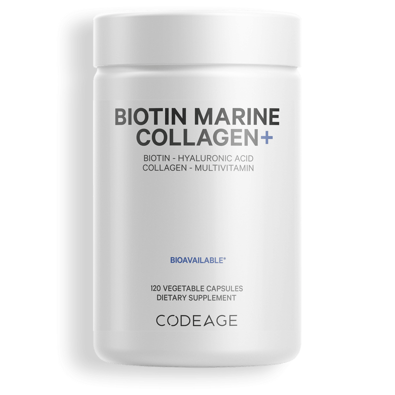 Codeage Wild Caught Biotin Marine Collagen Vitamin C E Hyaluronic Acid Front