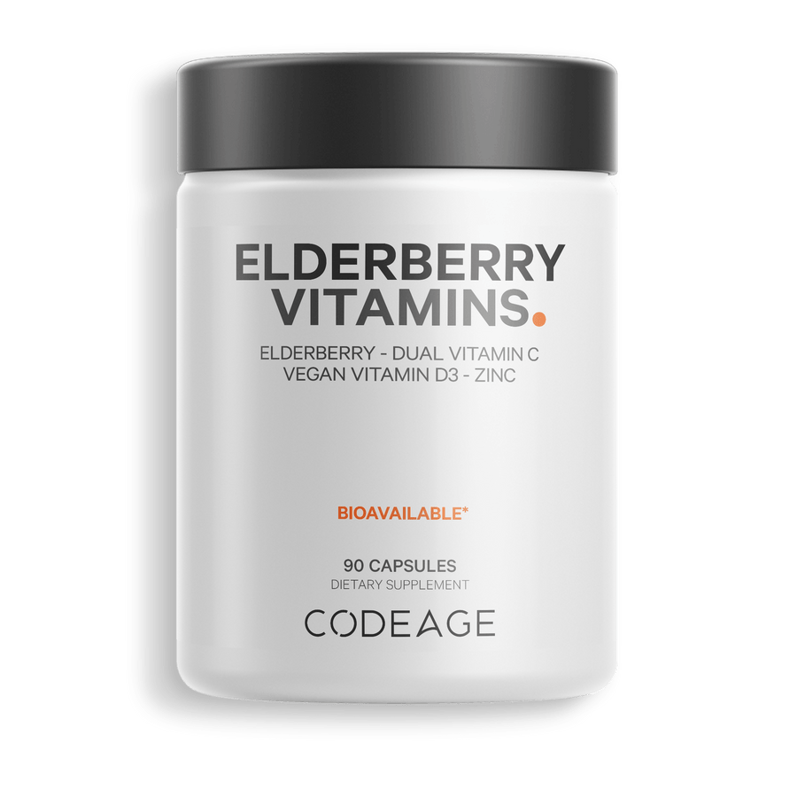 Codeage Elderberry Vitamins Immune Complex Capsules Vegan Supplement Vitamin C & D3 Zinc