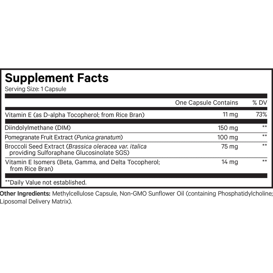 Codeage Liposomal Dim Supplement SGS for women men Vitamin E isomers Capsule supplement facts