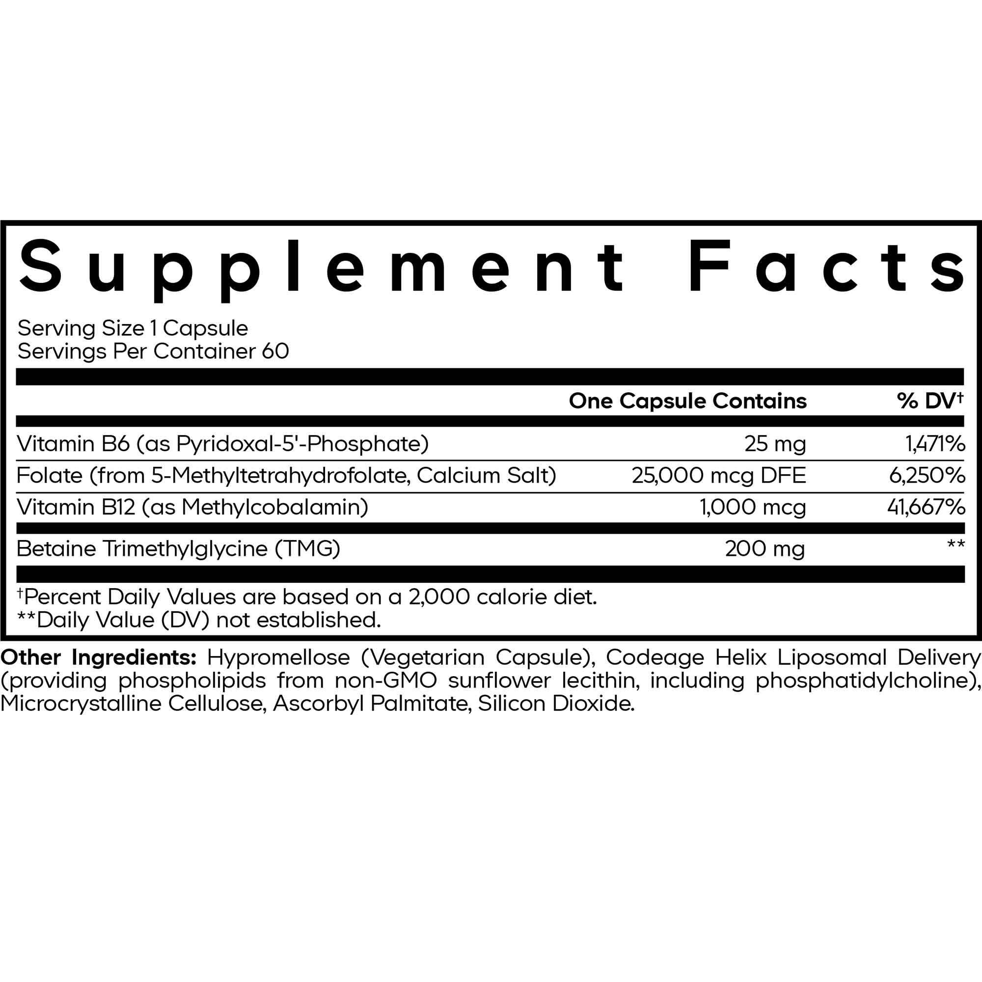 Codeage Liposomal L-Methylfolate 5-MTHF Supplement Facts