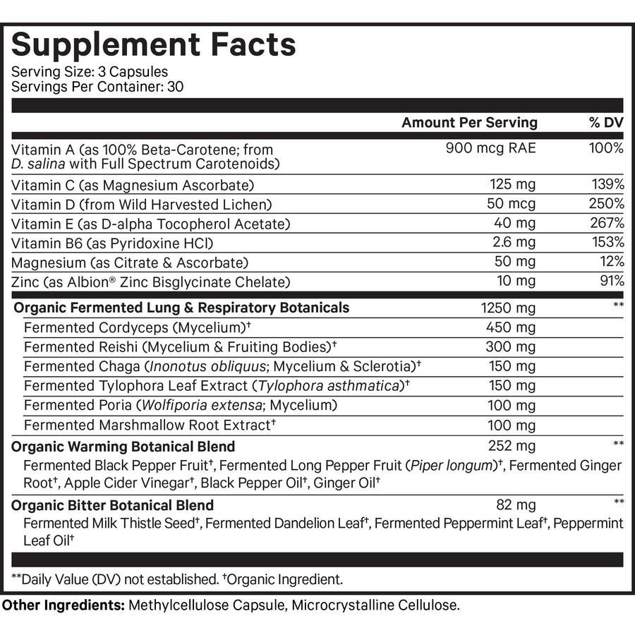 Codeage Lungs Vitamins Supplement Facts