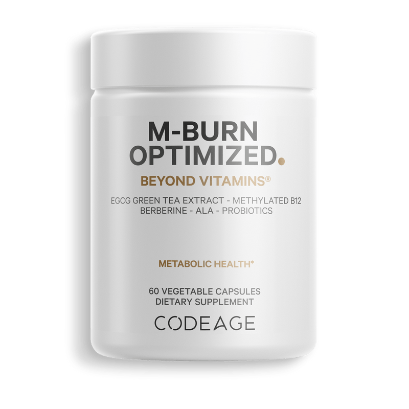 Codeage M-Burn Optimized EGCG Green Tea Leaf Extract Vitamin B12 Methylcobalamin Supplement Berberine HCl Alpha Lipoic Acid & Probiotic Blend 300 million AFU with Akkermansia muciniphila