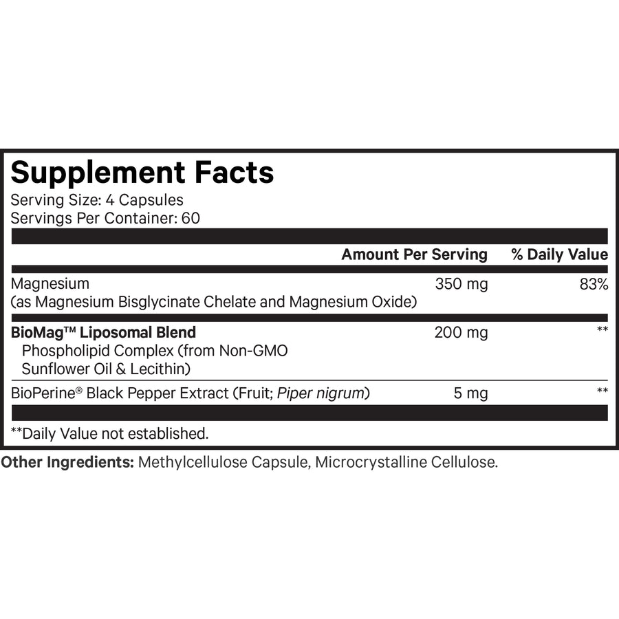 Codeage Liposomal Magnesium Bisglycinate Chelate Capsules Large 2-Month Supply Liposomal Delivery 240 ct