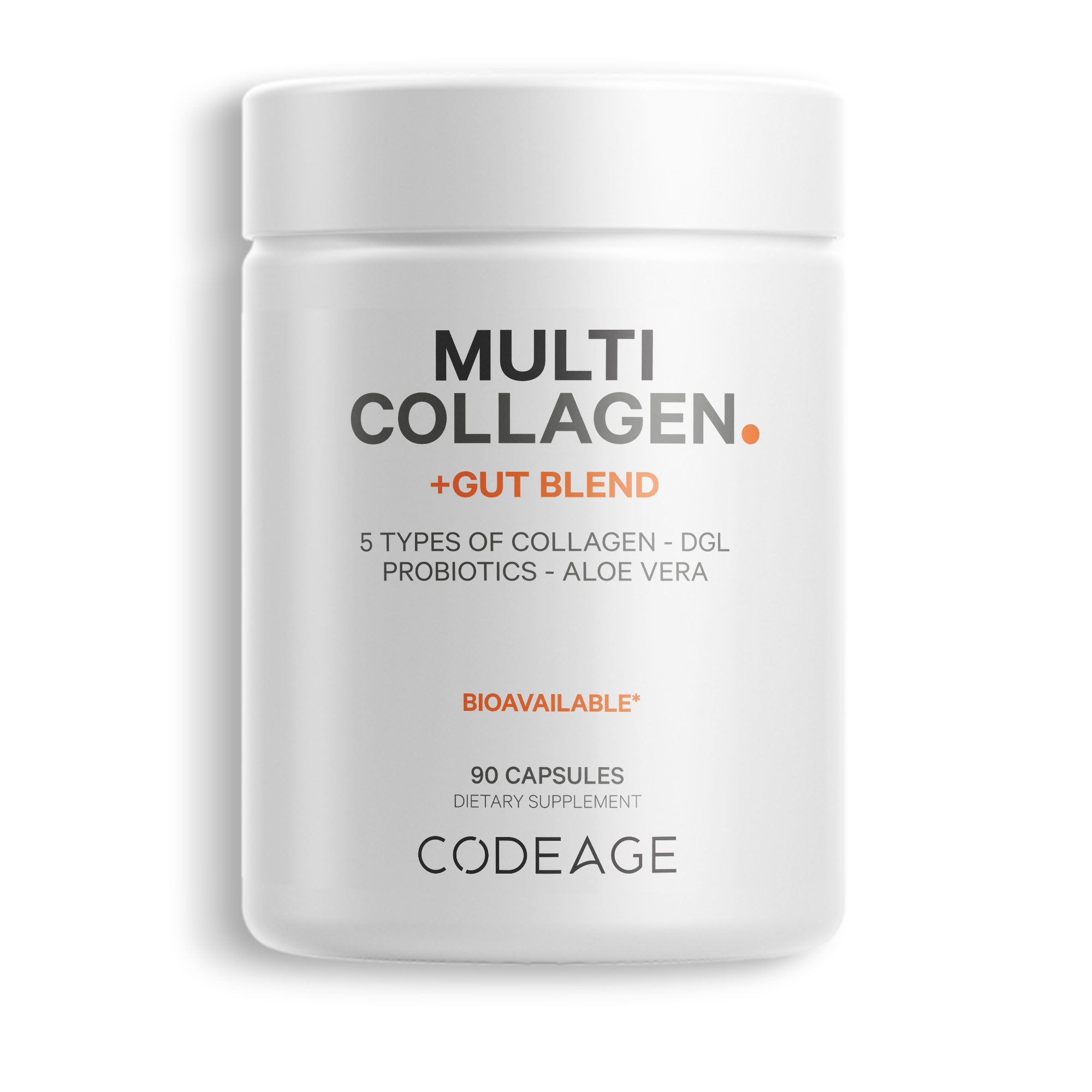 Codeage Hydrolyzed Multi Collagen + Gut Blend Digestive Aid Supplement in Capsules, Collagen Peptides Type I, II, III, V & X with Probiotic Blend and Licorice, Marshmallow, Slippery Elm for Gut Health & Digestion Support