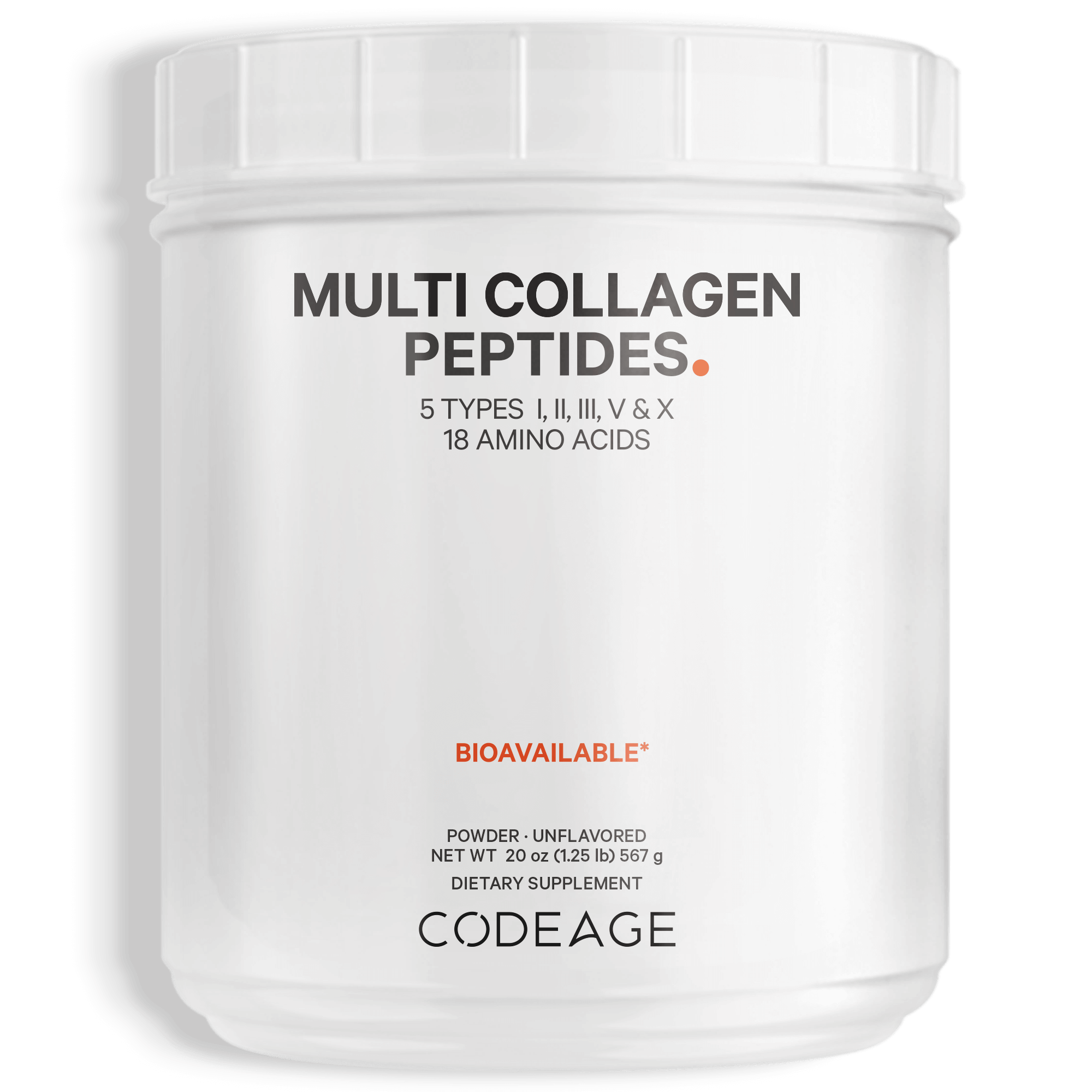 Hydrolyzed Collagen Powder Grass Fed Collagen Peptides Powder Codeage Polvo de colageno amino acids proteins proteinas supplement Multi Supplement Codeage Grass Fed Beef Bovine 5 types