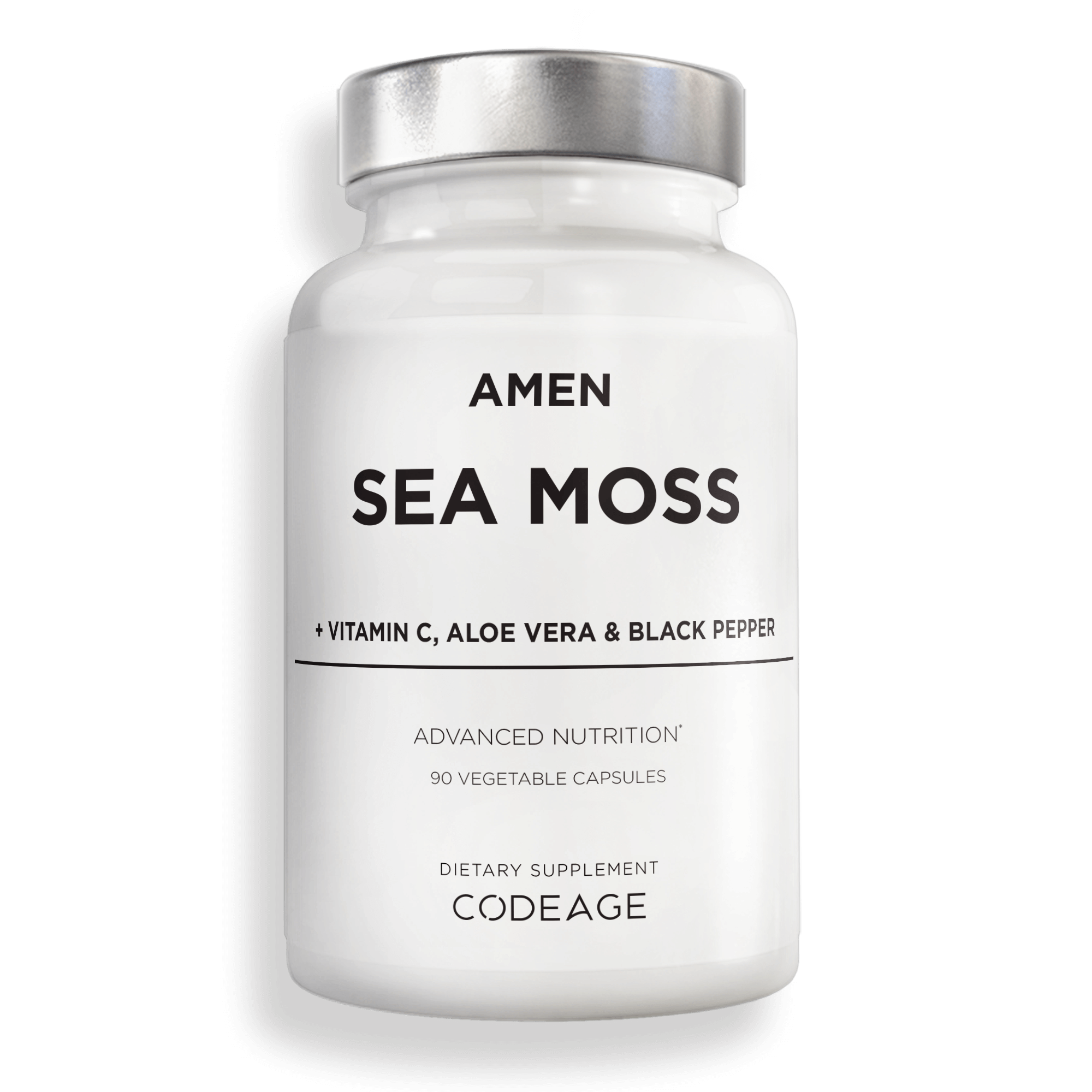 Amen Organic Sea Moss Supplement Bladderwrack Budrock Vitamin C Aloe Vera Black Pepper